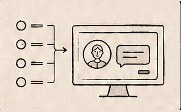 Behavioral attributes feeding into a personalized conversation on screen